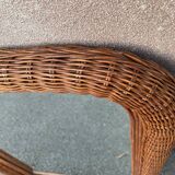Curved rattan mirror 70s