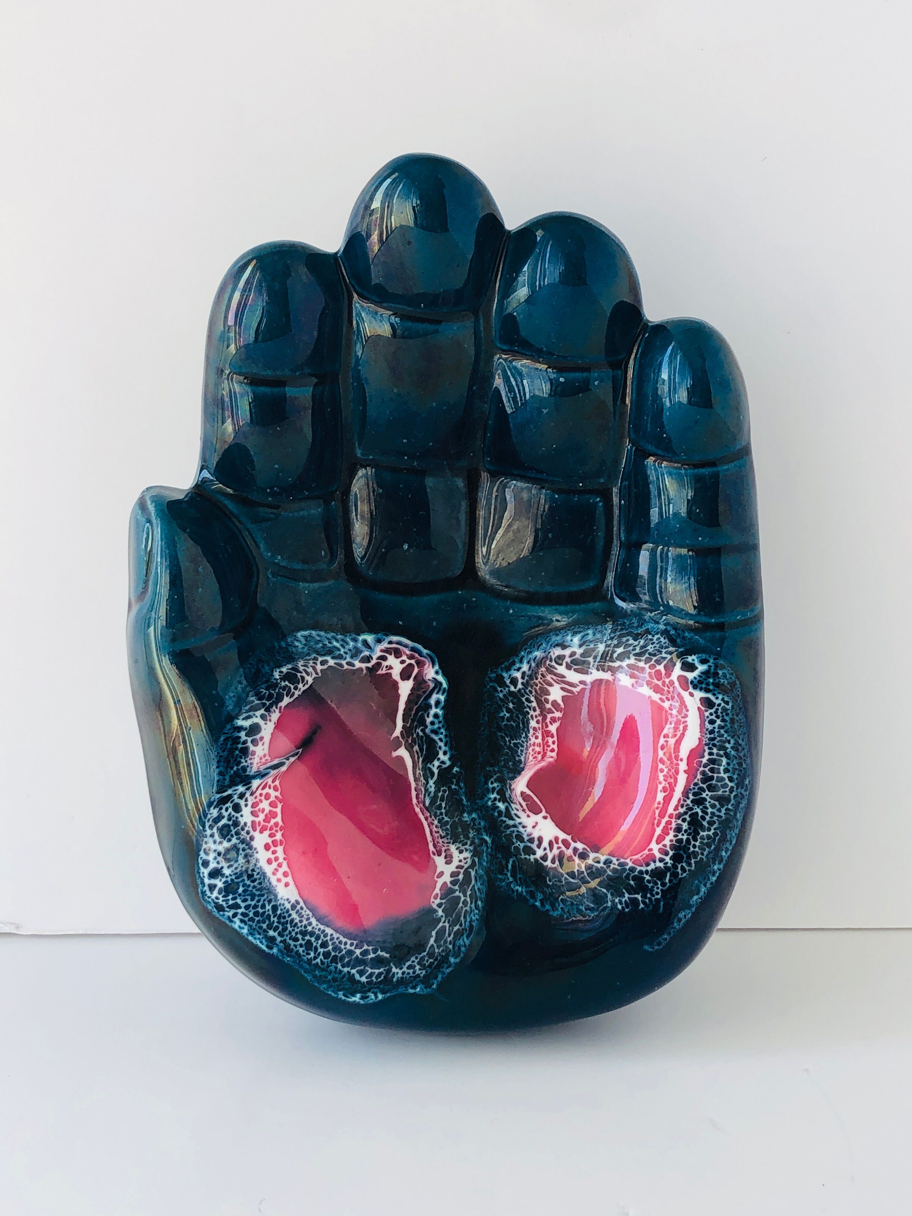 Empty hand oil blue pocket Vintage Vallauris