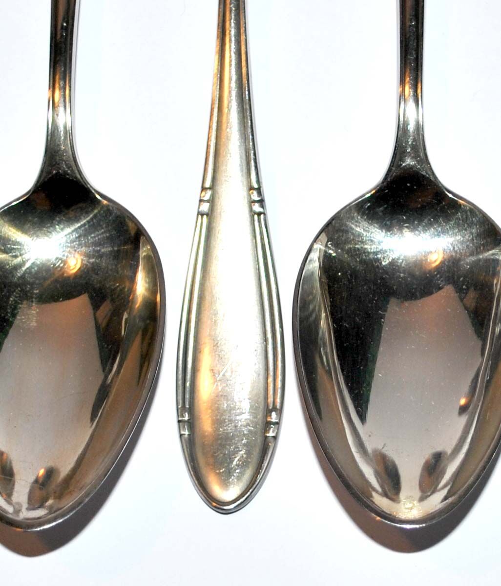 Series of 6 vintage table spoons in silver metal deetjen 100 soup 21.5cm