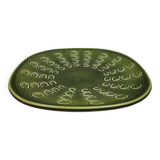 Plat danois en céramique verte par Knabstrup, années 1950