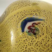 Postmodern Yellow Opaline Hand Blown Glass Jug with Murrines and Silver Flakes