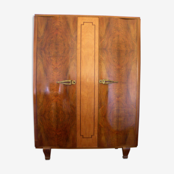 Armoire style 1930 en bois ronce de noyer