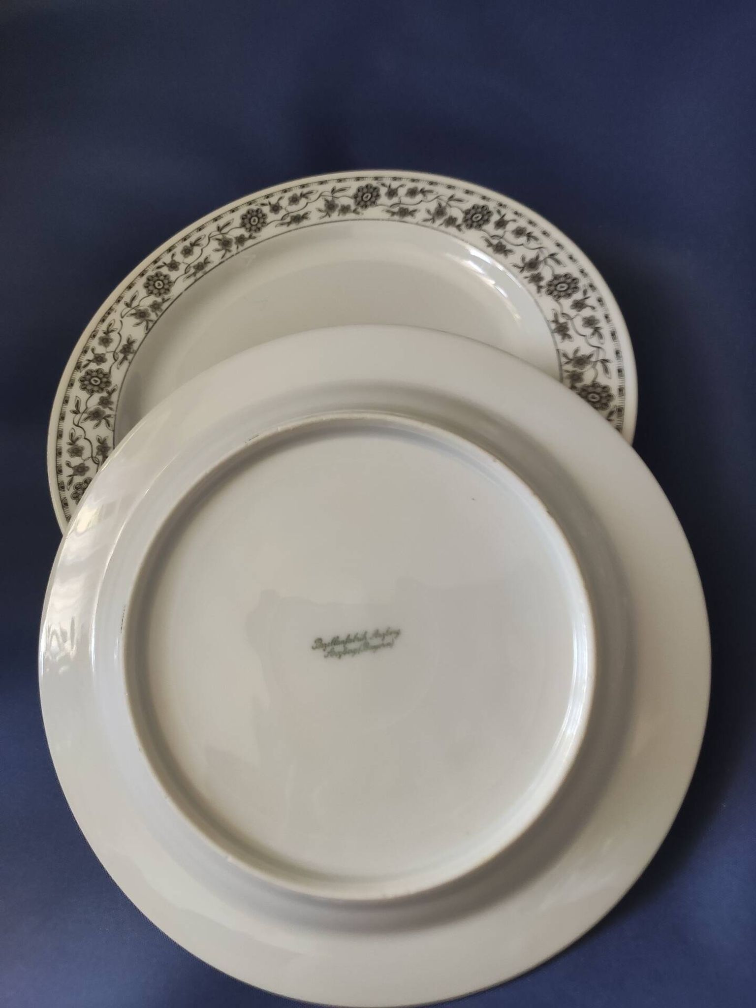 Set of 6 dinner plates and 4 dessert plates, made of porcelain.