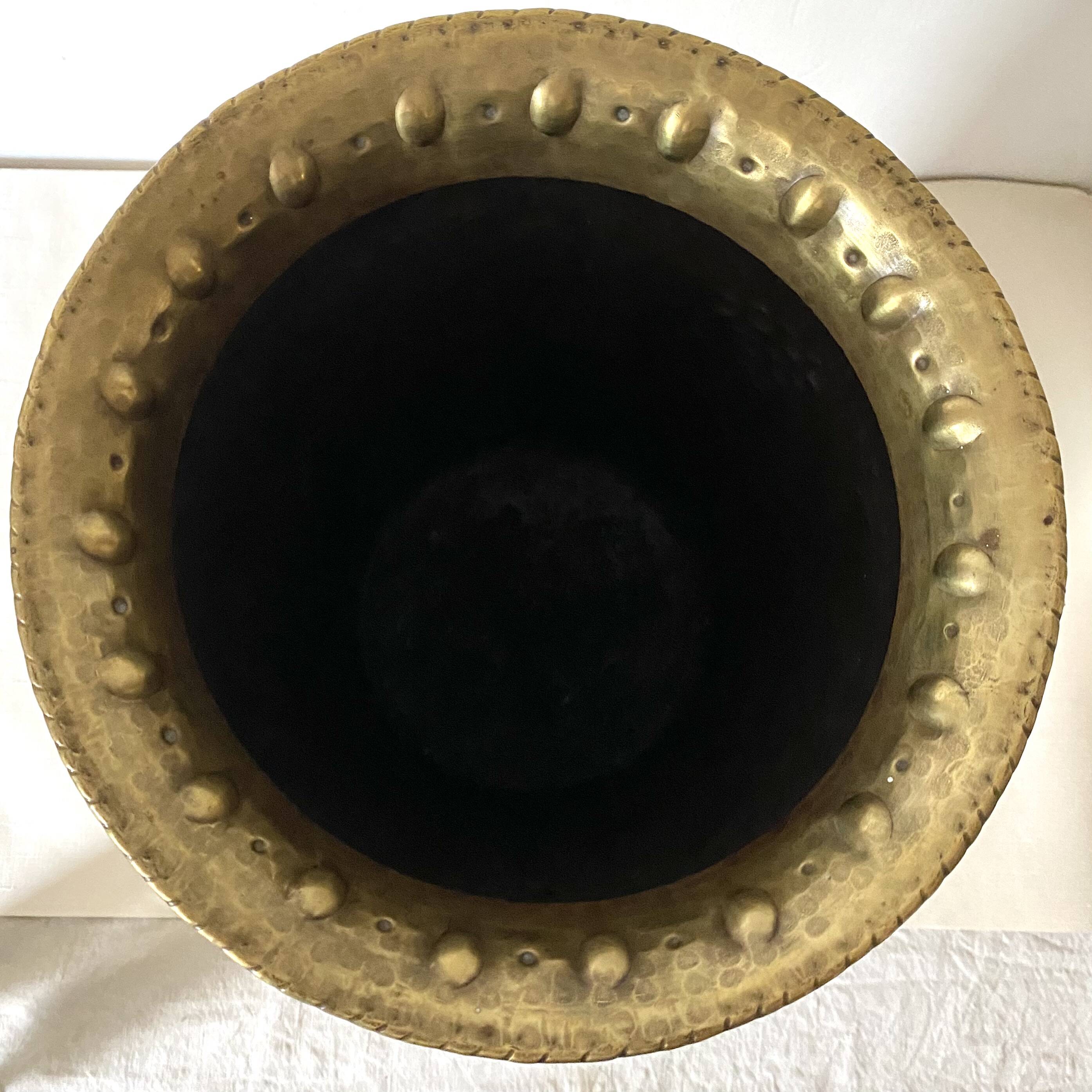 Umbrella stand in embossed golden brass