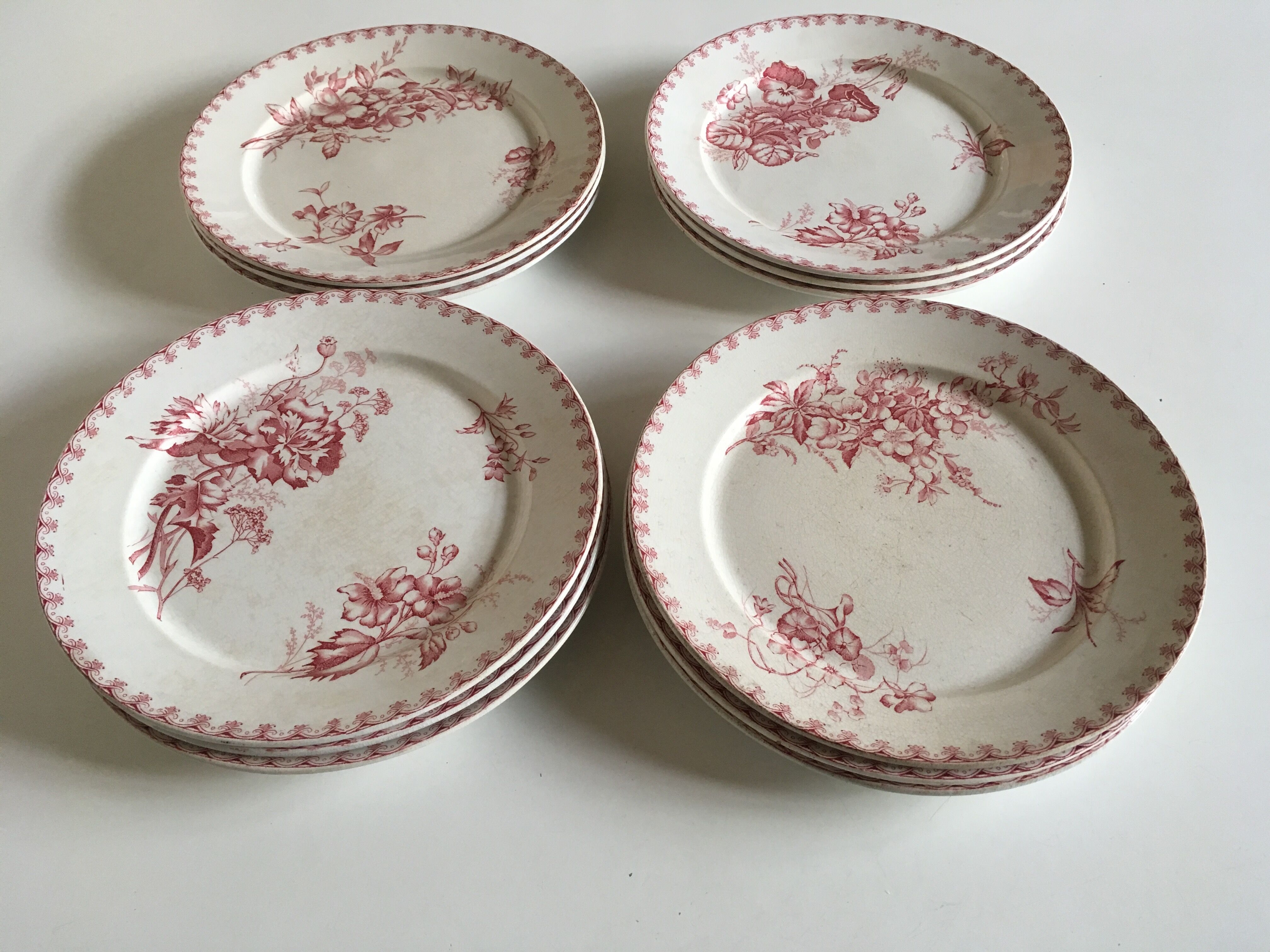 Set of 12 dinner plates of Sarreguemines land of iron décor Vega early 20th