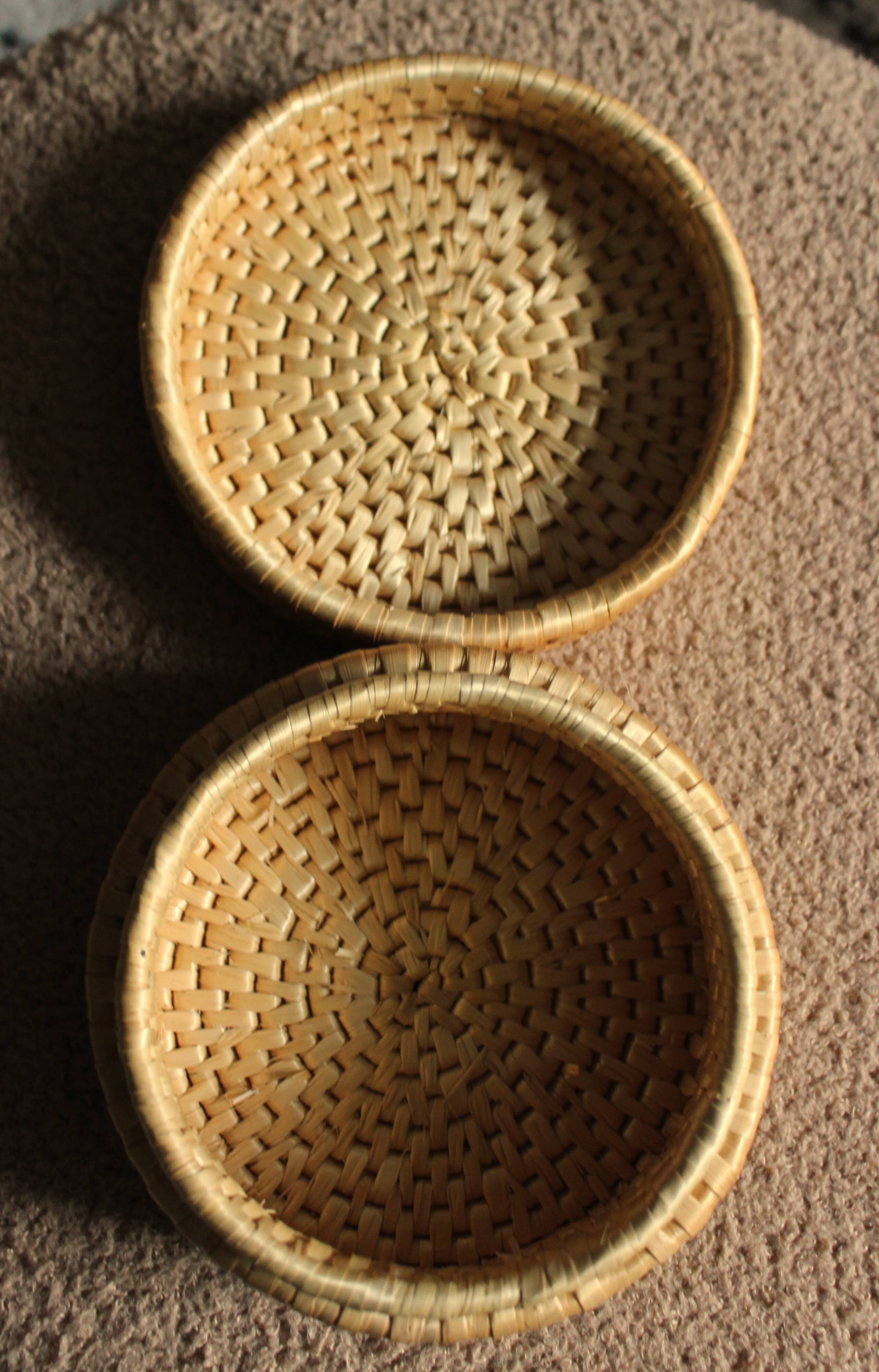 Vintage round wicker basket