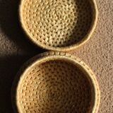 Vintage round wicker basket