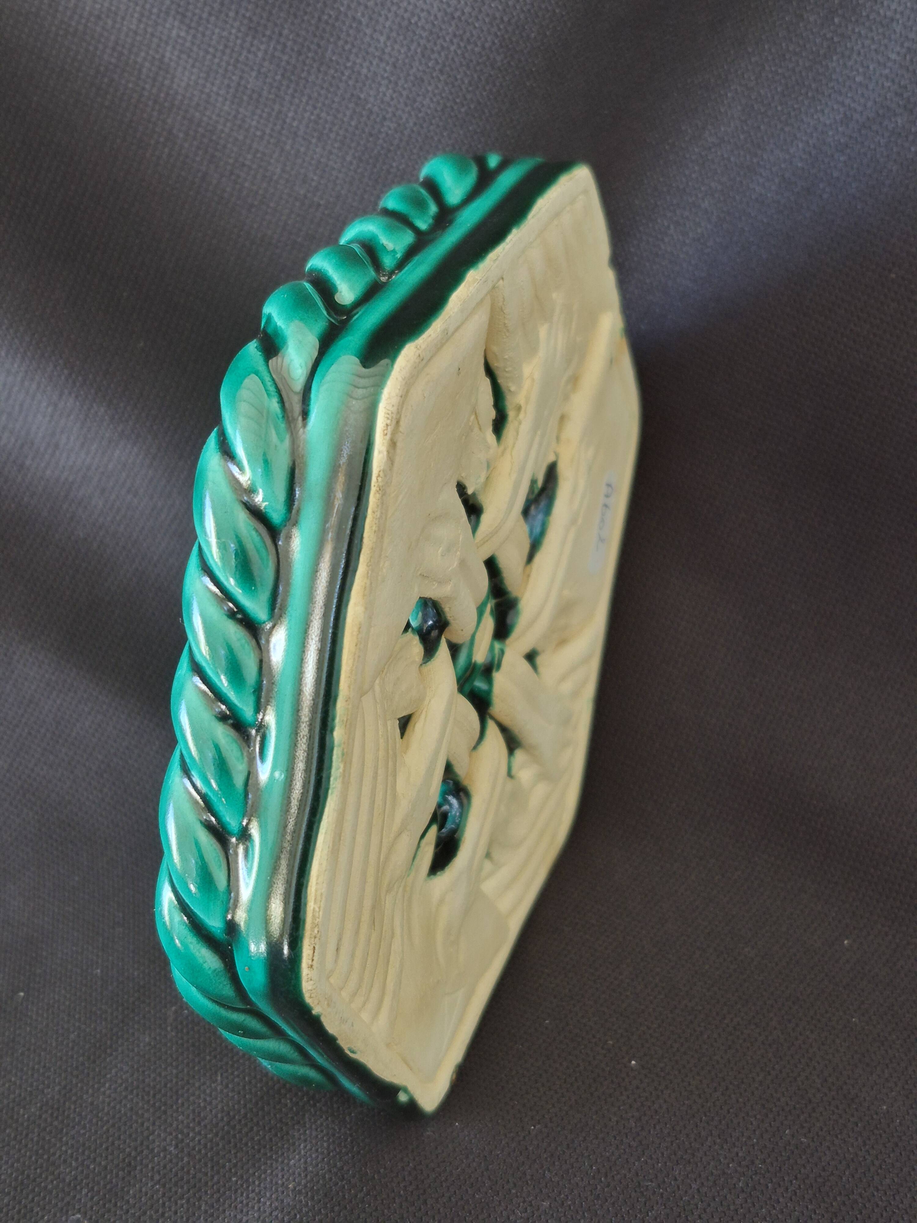 Varnished ceramic trivet from Vallauris and 2 bottle coasters.