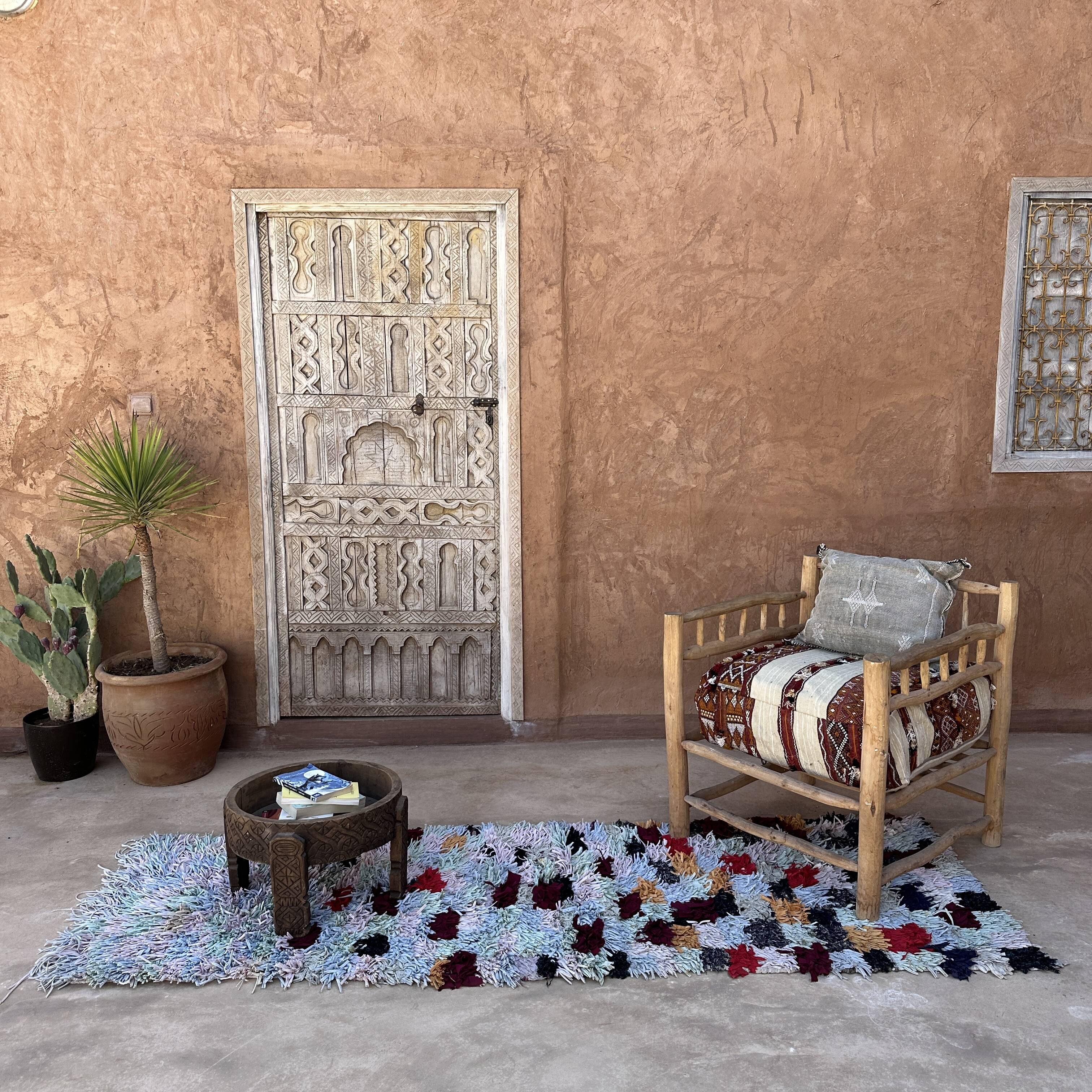 Colorful Boucherouite Berber rug - 77 x 239 cm