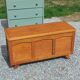 Vintage 1950s oak chest with compass feet
