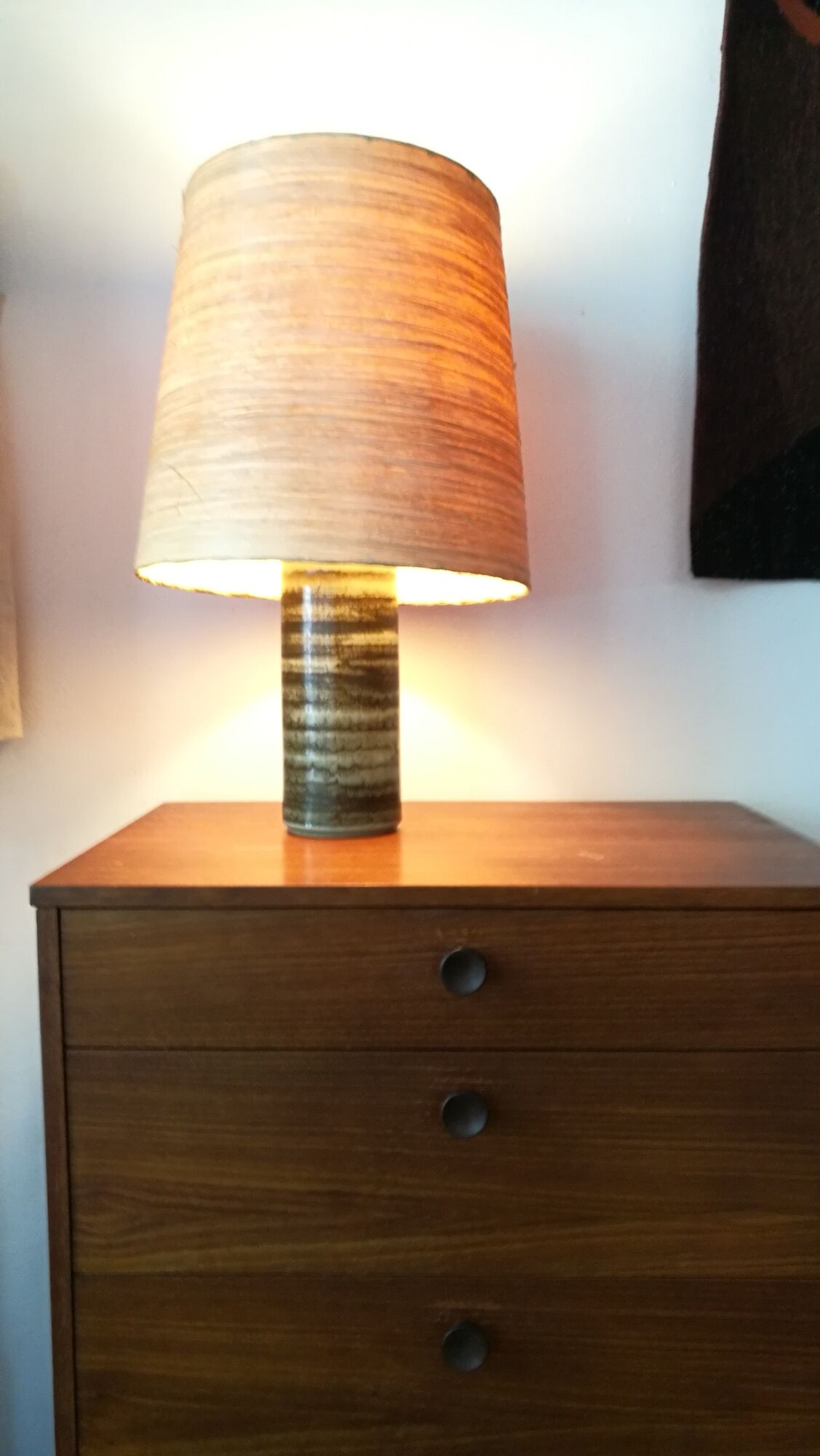 Danish lamp circa 1960 lampshade in braided straw