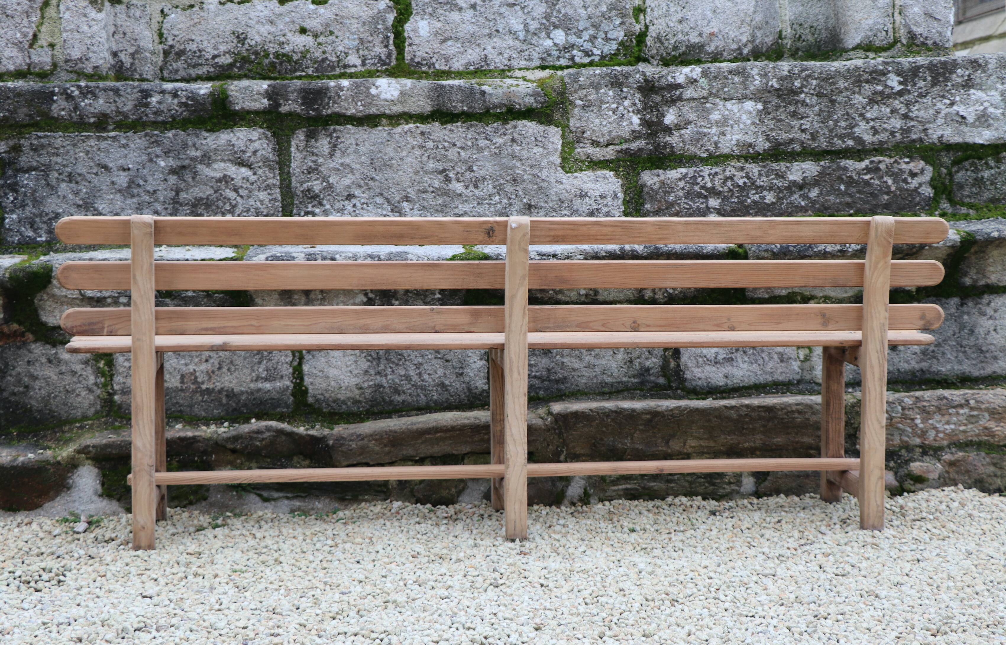 Large bench with solid wood backrest, 1930 Brittany