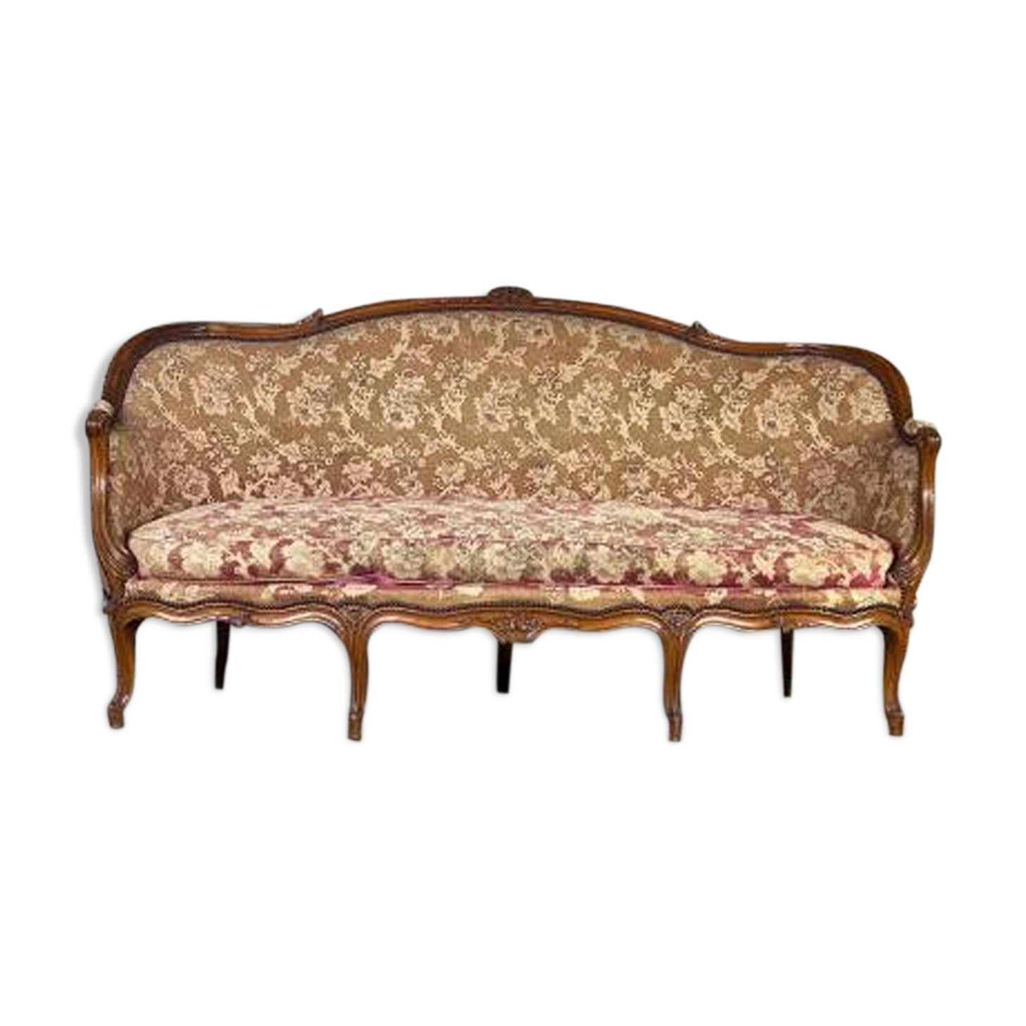 Louis XV Bench In Carved Beech And Moulded Corbeille File, 18th Century