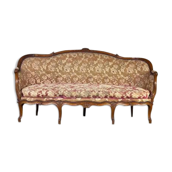 Banquette Louis XV En Hêtre Sculpté Et Mouluré Dossier Corbeille, XVIIIème Siècle — Beyit