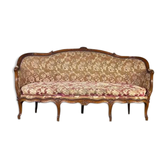 Louis XV Bench In Carved Beech And Moulded Corbeille File, 18th Century