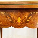 Game table Louis XV style, Napoleon III period (bronze fall and bronze belt, marqueteri