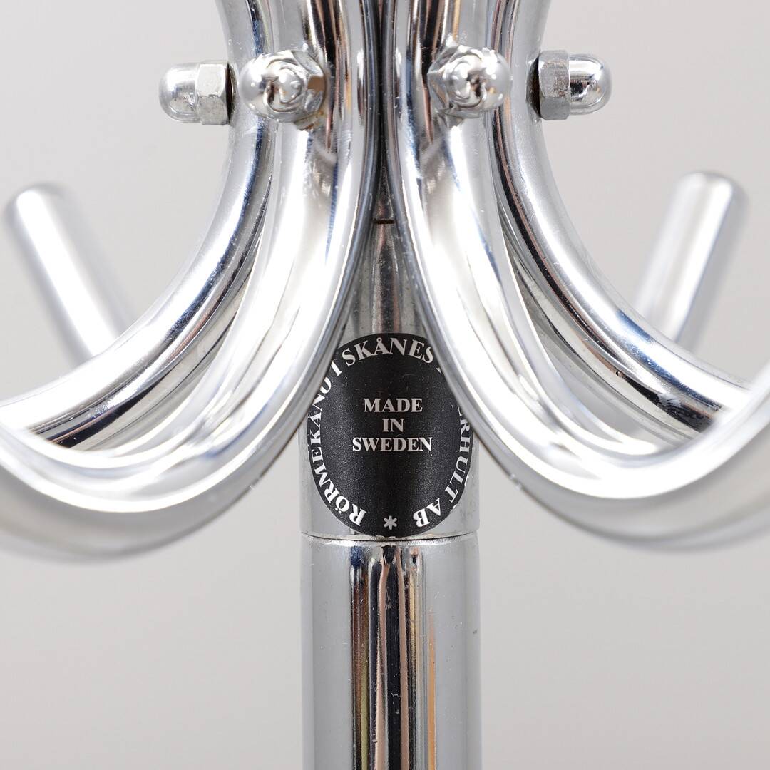 Piccolo chrome metal coat rack from rormekano 1980 Sweden