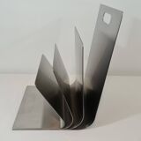 Stainless steel magazine rack by Xavier Féal for Inox Industrie 1970s