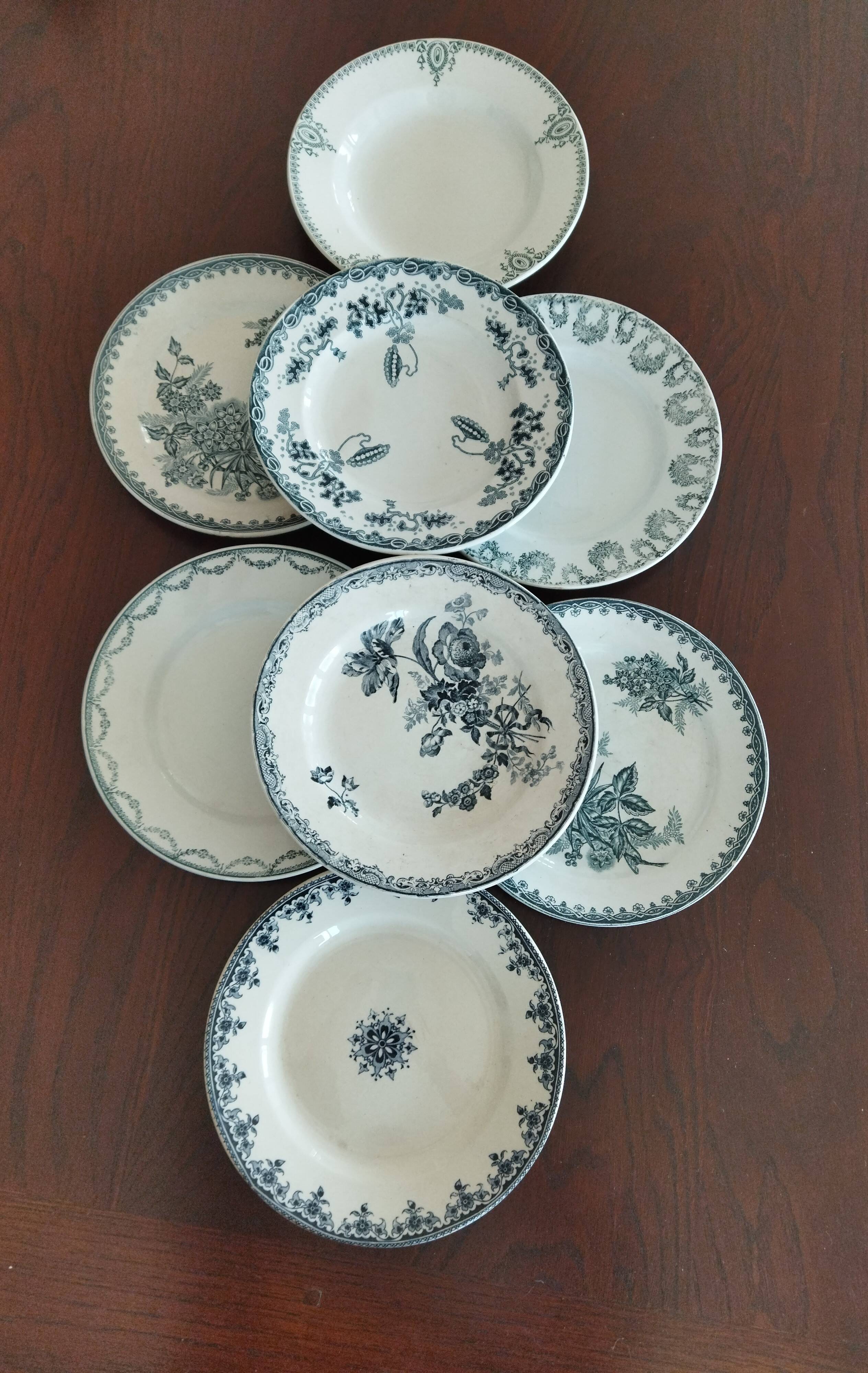 8 iron earthenware plates (St Amand Hamage HB & Cie Sarreguemines Digoin)