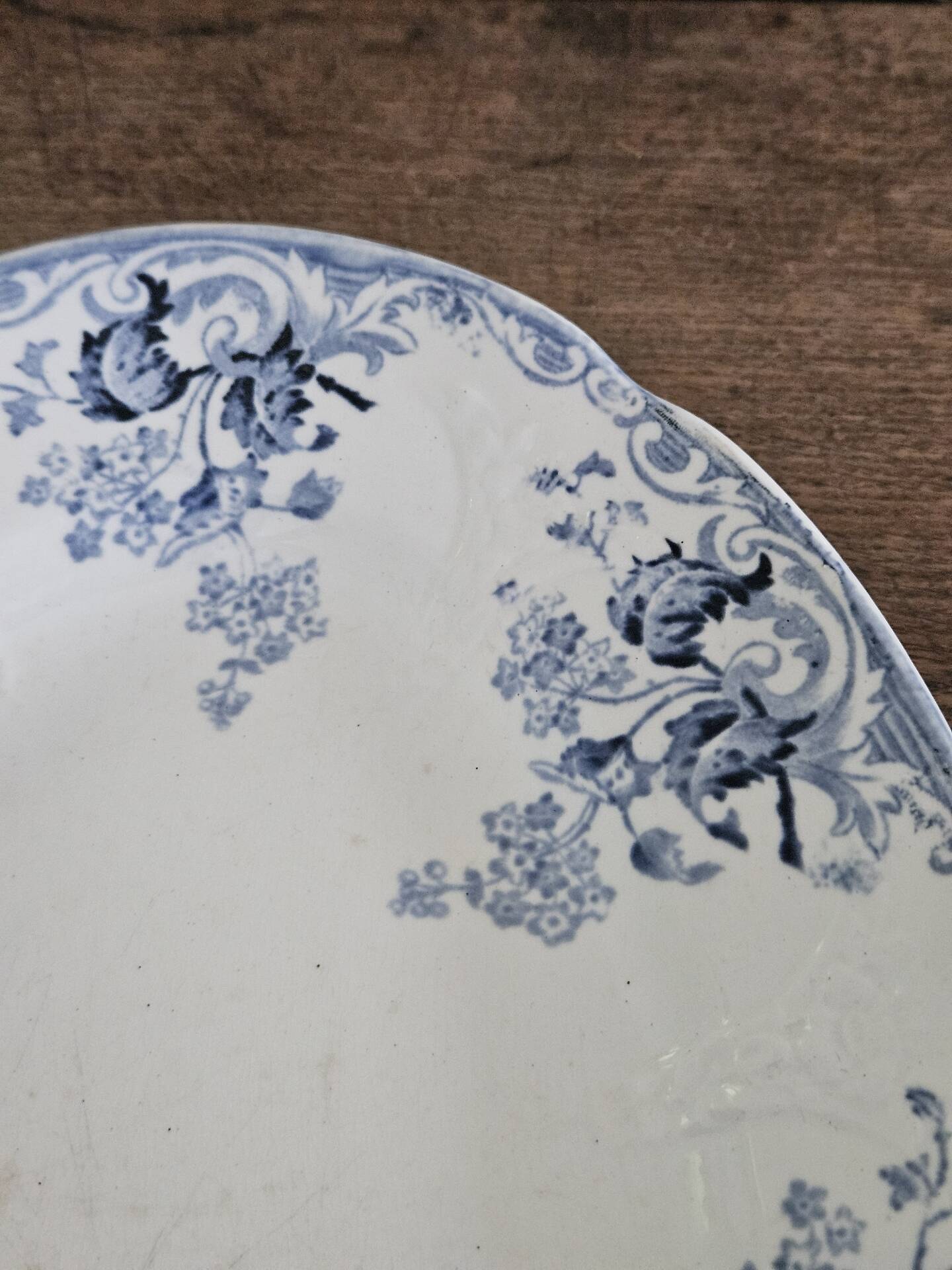 Oval plate faience Longwy model Joinville n*243 blue ironstone