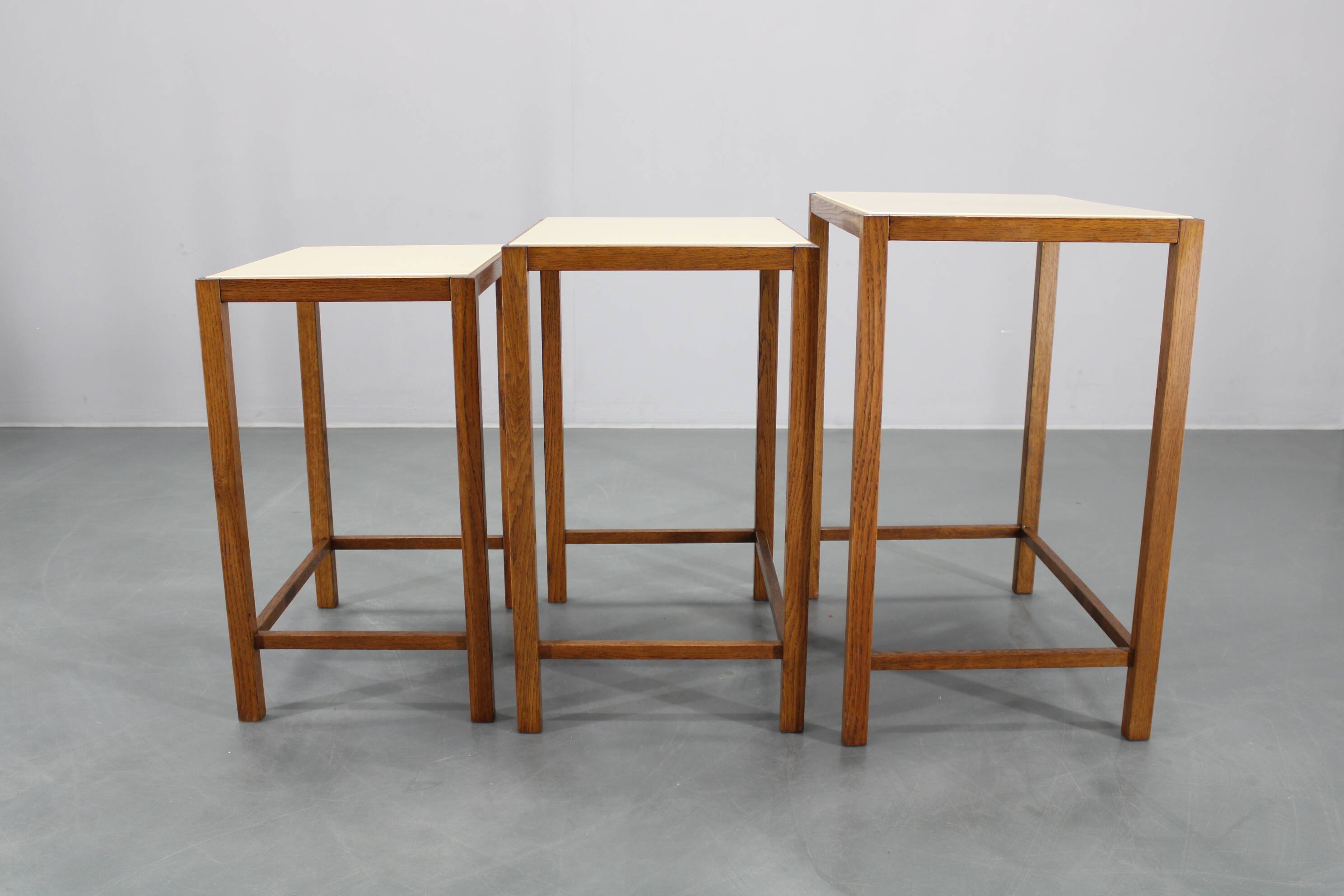 1940s Art Deco Nesting Tables with Opaxy Glass Top, Czechoslovakia