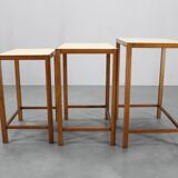 1940s Art Deco Nesting Tables with Opaxy Glass Top, Czechoslovakia