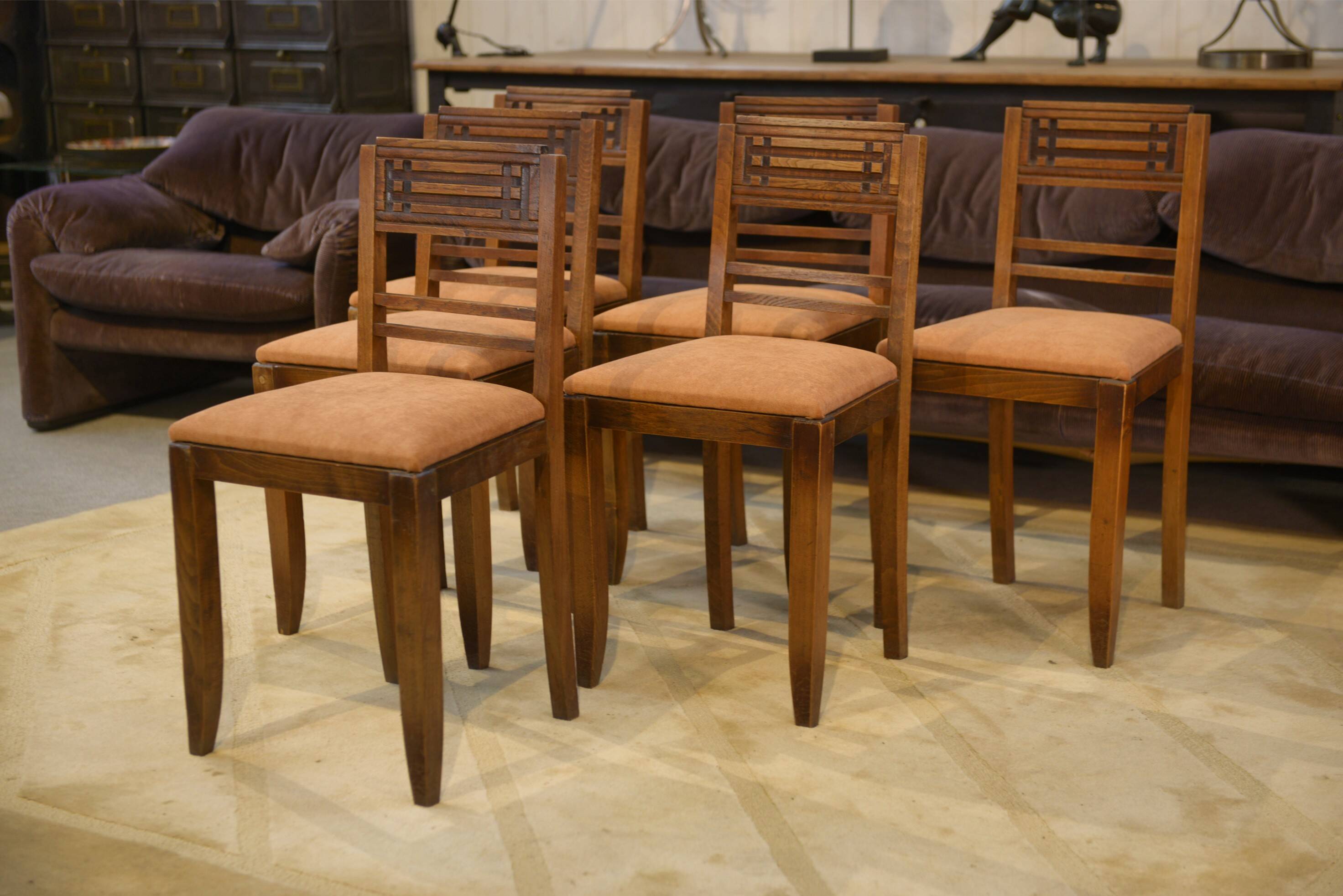 Set of 6 brutalist chairs from the 1950s.