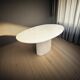 Table à manger ovale en marbre travertin beige clair - 1970