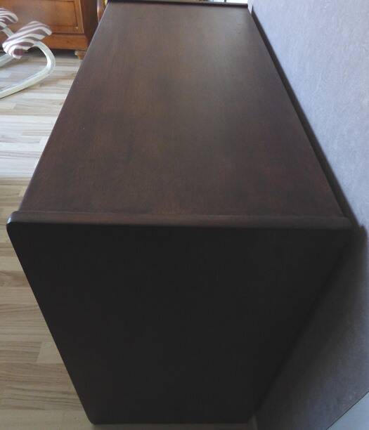 Antique chest of drawers from the 50s with 5 curved drawers, vintage old-style assembly and brass knobs