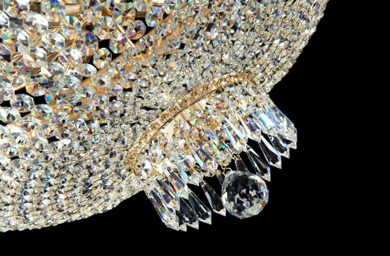 Lustre montgolfière pampille en cristal doré