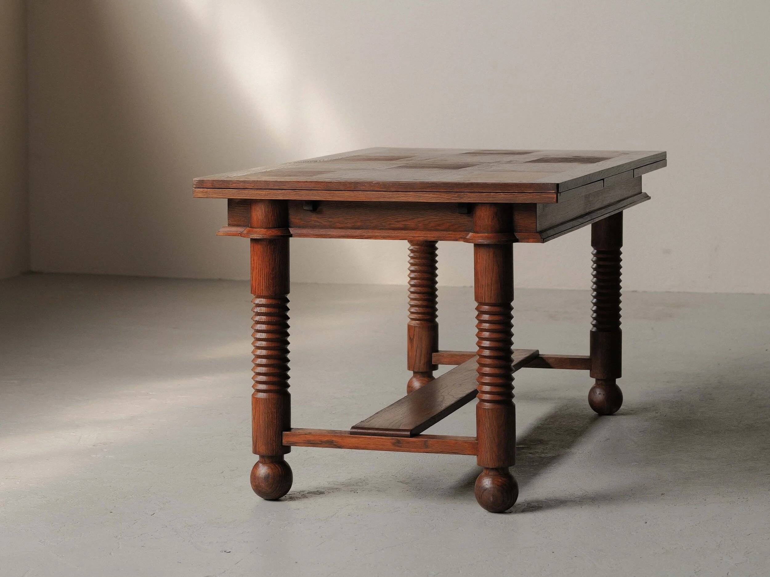 Modernist oak dining table, France, 1940–1950
