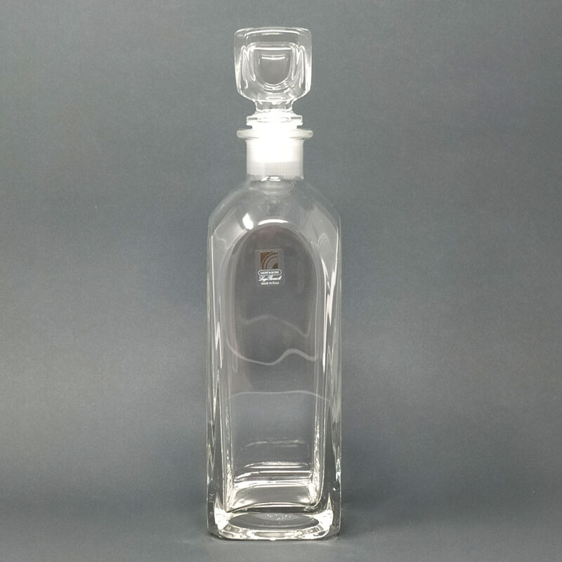Italian vintage crystal decanter with 6 crystal glasses signed Luigi Bormioli 1970s
