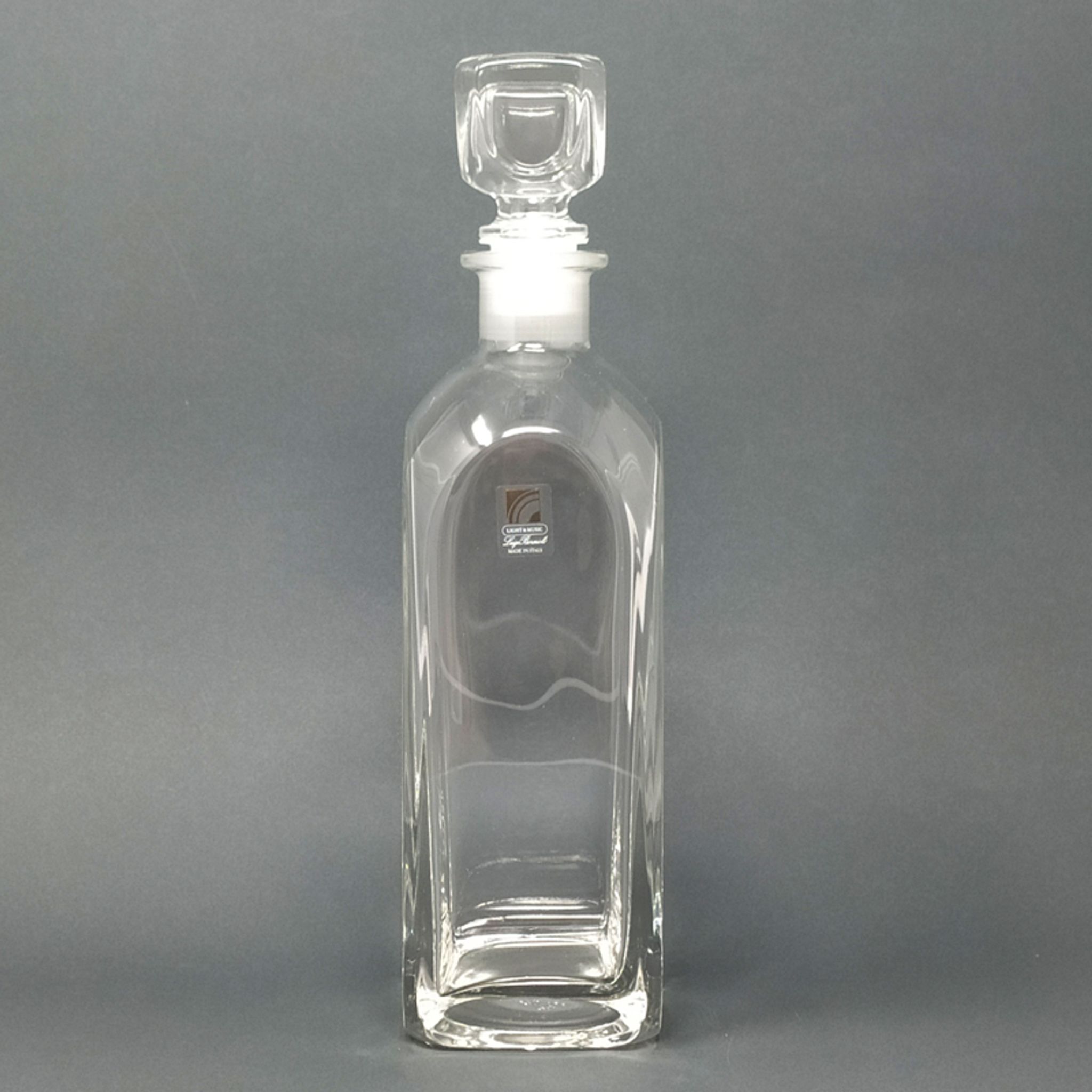 Italian vintage crystal decanter with 6 crystal glasses signed Luigi Bormioli 1970s
