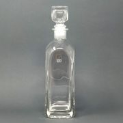 Italian vintage crystal decanter with 6 crystal glasses signed Luigi Bormioli 1970s