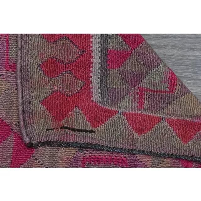 1970s Vintage Turkish Oushak Handmade Wool Cotton Purple Runner Rug 108x292