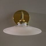 White opaline wall light - brass socket and metal support