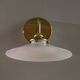 White opaline wall light - brass socket and metal support
