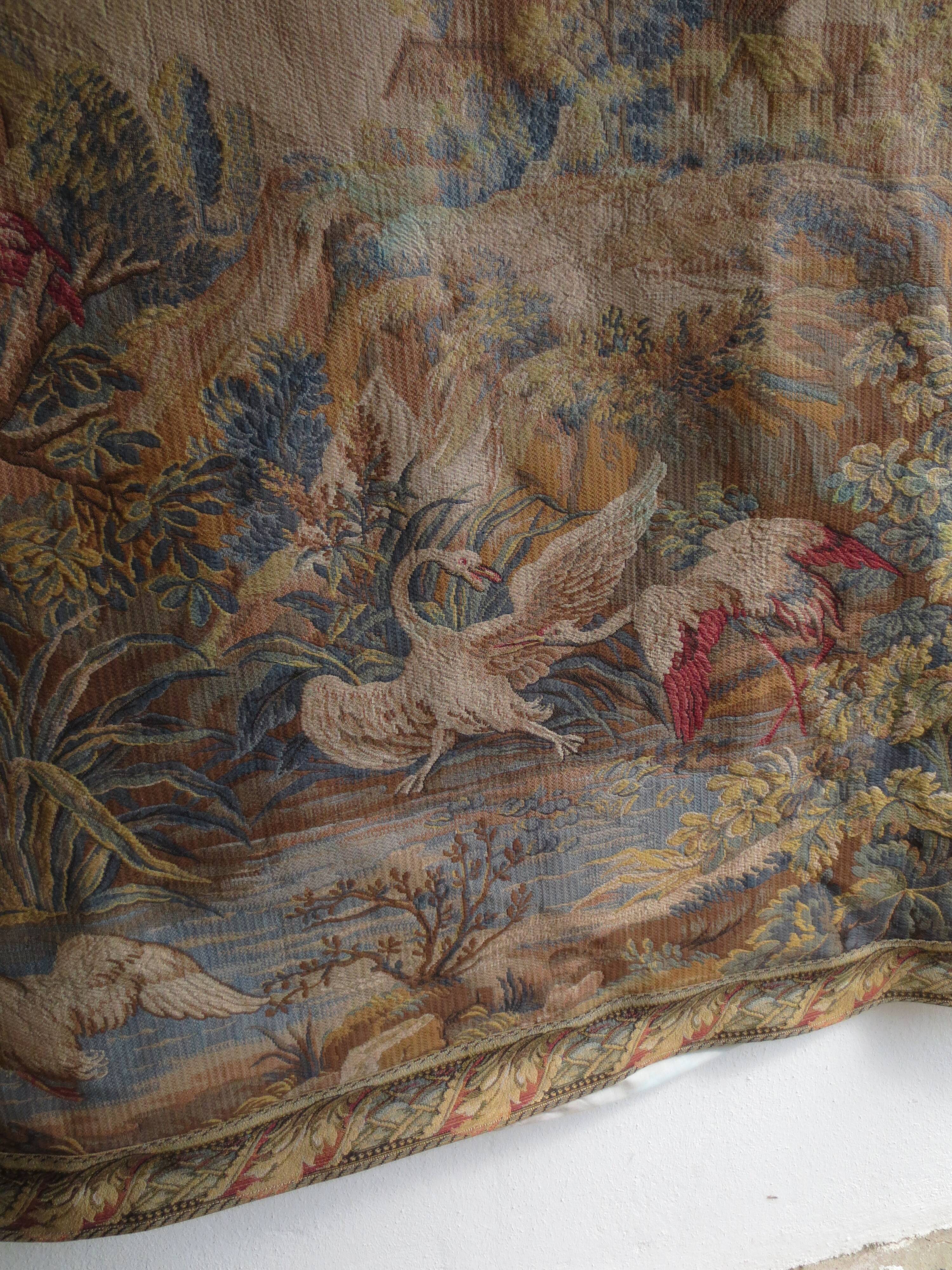 large antique wall tapestry, Aubusson style