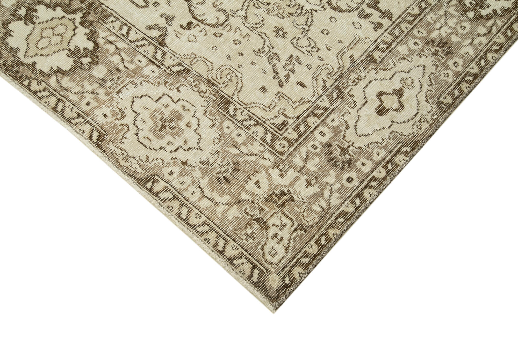 Hand-Knotted Vintage Turkish Beige Carpet 168 cm x 286 cm - 38884