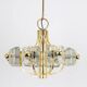Large brass and crystal glass pendant by Sische, Germany, 1970s.