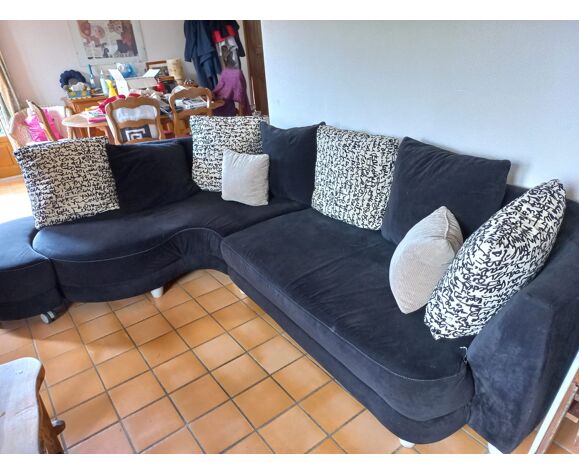 Black Velvet Corner Sofa With Swivel Daybed Selency Black Velvet Corner Sofa With Swivel, Black Velvet Corner Sofa Bed