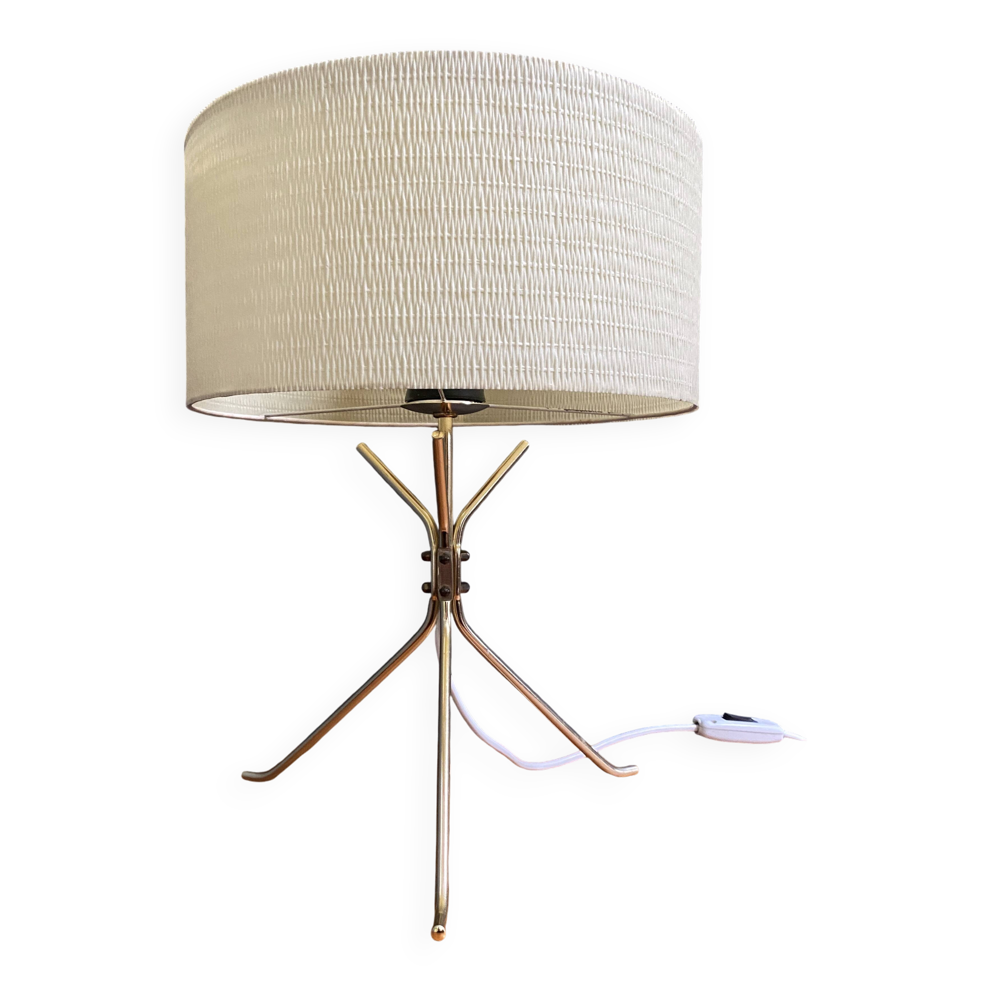 Brass lable lamp with round shade 1960s