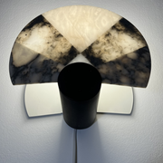 Rainbow wall lamp in alabaster and marble in the taste of Angelo Mangiarotti.
