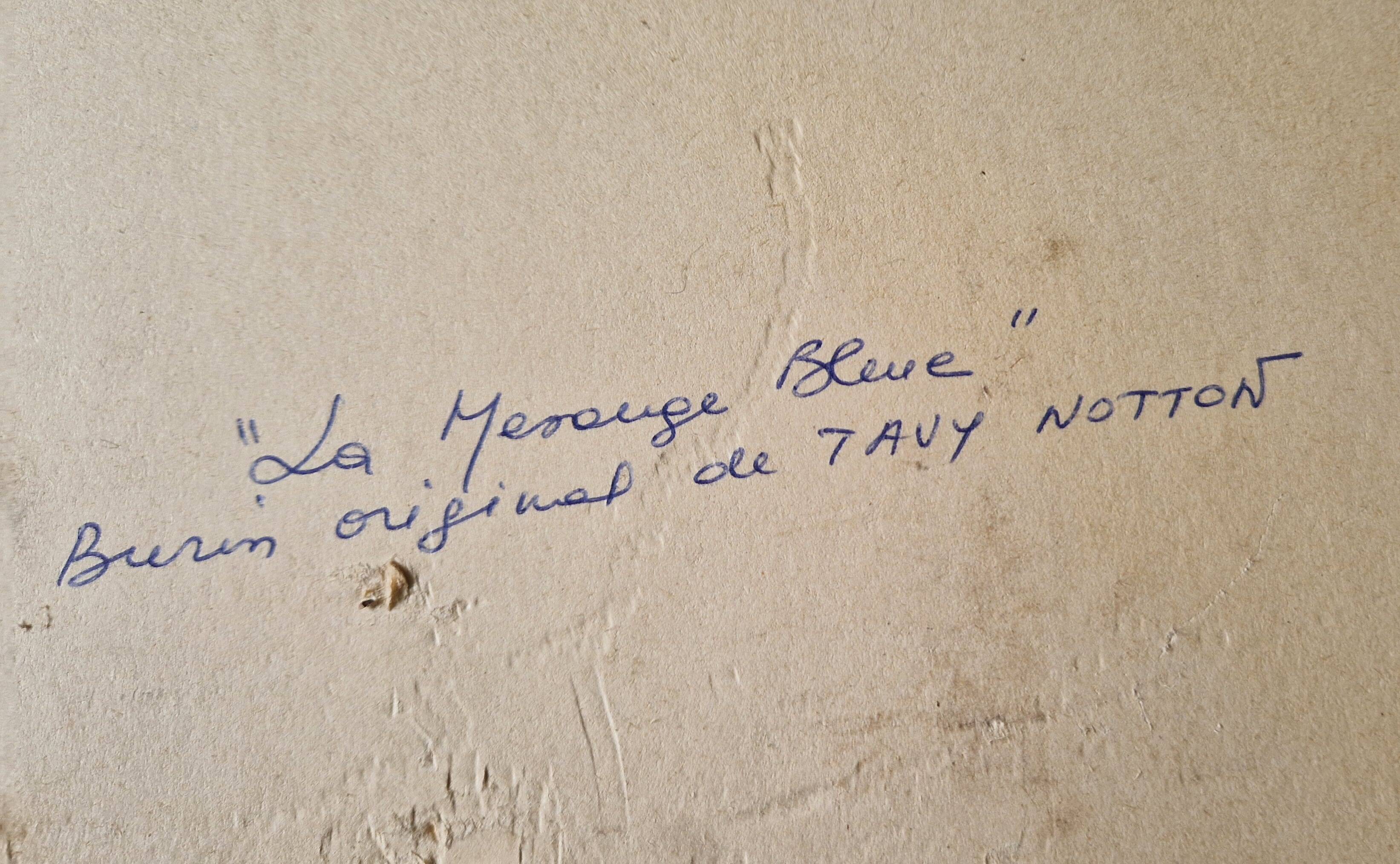 Original engraving / burin by JB Tavy Notton, "The blue tit", circa 1970