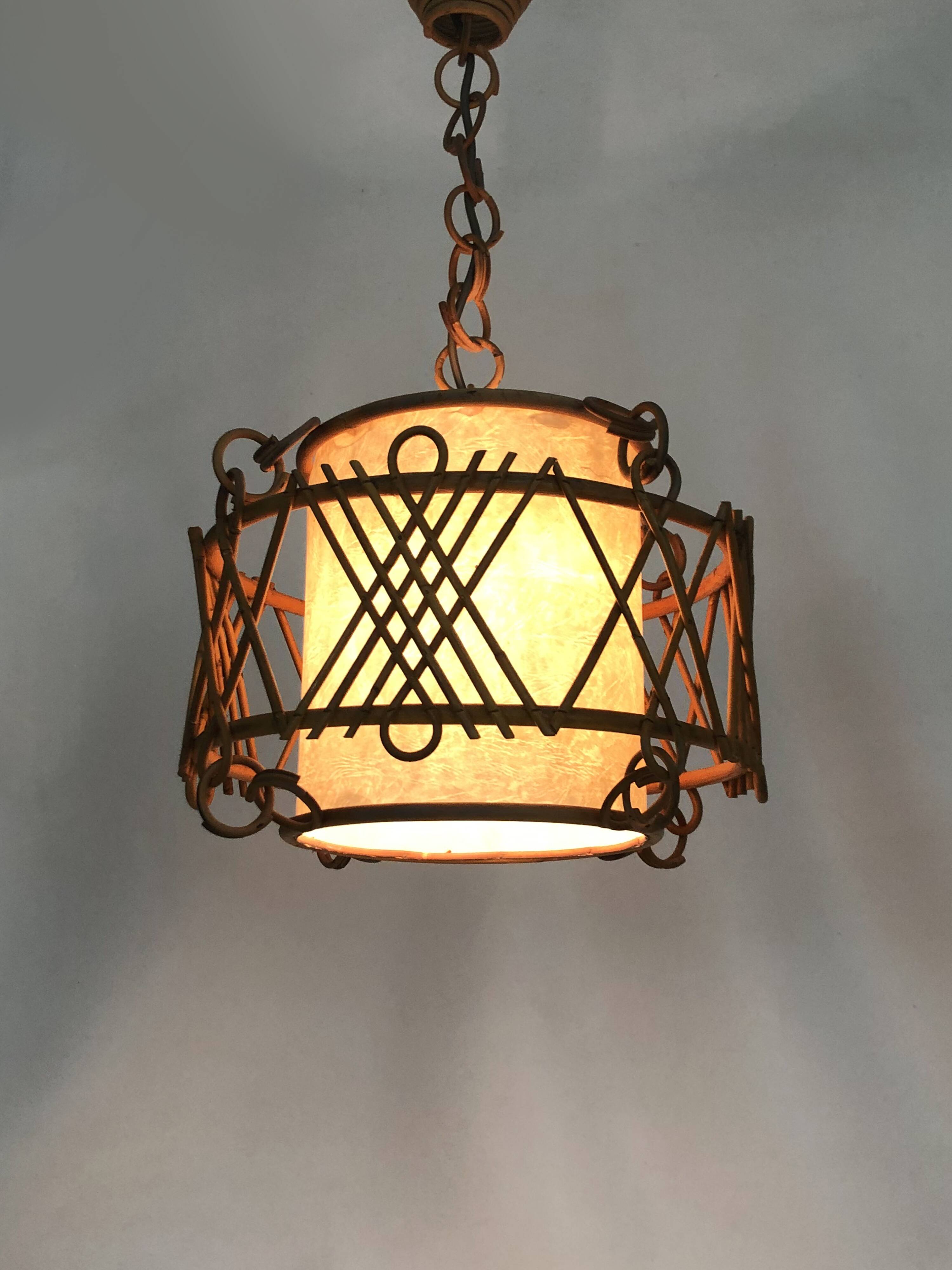 Rattan pendant light 1950s