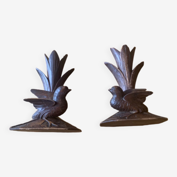 Bougeoirs oiseaux en bois sculptés - forêt noire