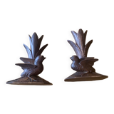 Carved wooden bird candlesticks - Black Forest
