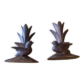 Carved wooden bird candlesticks - Black Forest