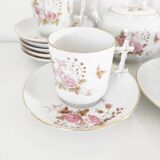 Porcelain coffee service for 8 people with bamboo handles.