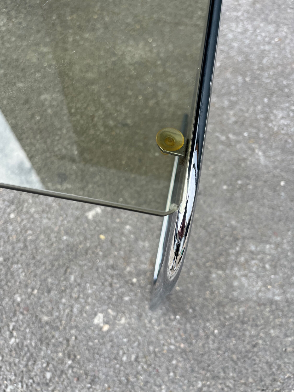 Series of 3 metal and glass nesting tables Space age